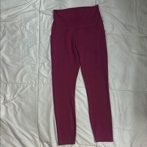 Lululemon High-Waisted Burgundy Wunder Train Leggings
